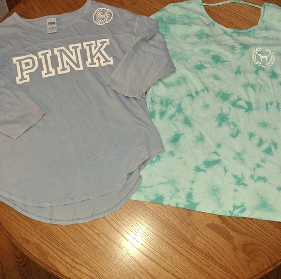 PINK Victoria's Secret Tops - PINK Victoria's Secret Blue and Teal Sz L